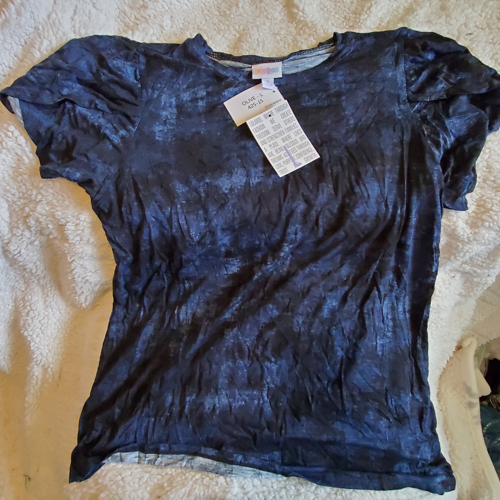 LuLaRoe Blue Tie-Dye Short Sleeve Tee
